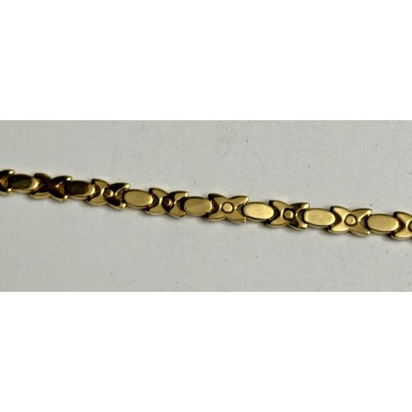 Vintage Goldtone Multi-Stone Link Bracelet – Fold Over Clasp - Picture 11 of 13